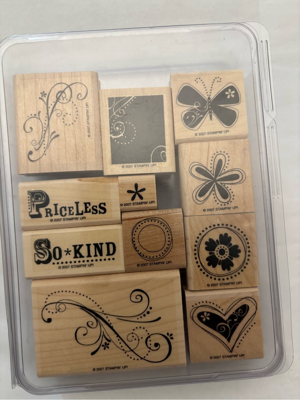 RETIRED & NEVER BEEN USED-Stampin' Up! Wood Mounted Stamp Set - Priceless